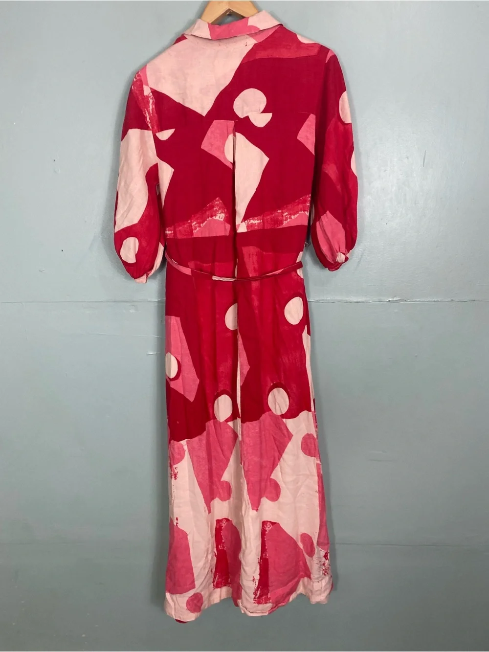 Anthropologie The Mona Linen Shirt Dress Pink Red Small - Picture 5 of 7